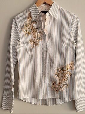 Tucker Floral Embroidered Button Down Shirt Top